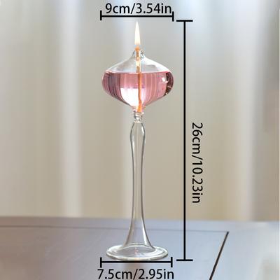 Transparente Kerzenhalter, hoher Fuß, Glas-Öllampe, handgefertigte lange Öllampe