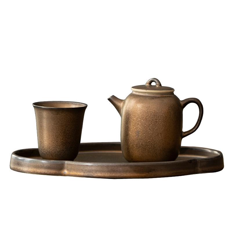 Compact Ceramic Tea Set for One - Includes Teapot, Teacup, and Mini Tea Table. Perfect for Home or Office. Ideal for Kung Fu Tea Rituals.