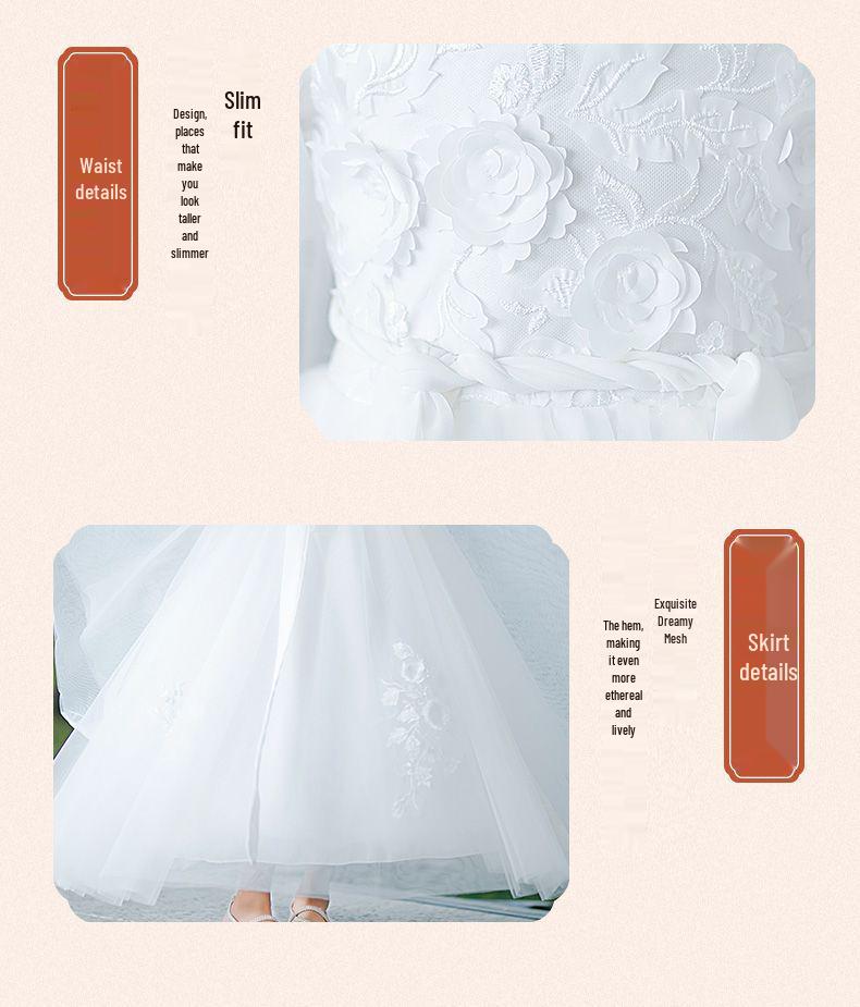 White Girls' Hanfu: New Style Ancient Chinese Fairy Dress with Flowing Guzheng Skirt for Children