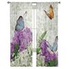 Flowers Bouquet Butterfly Sheer Curtains Window Tulle Curtains For Living Room Bedroom For Kitchen Veiling Curtains Decoration