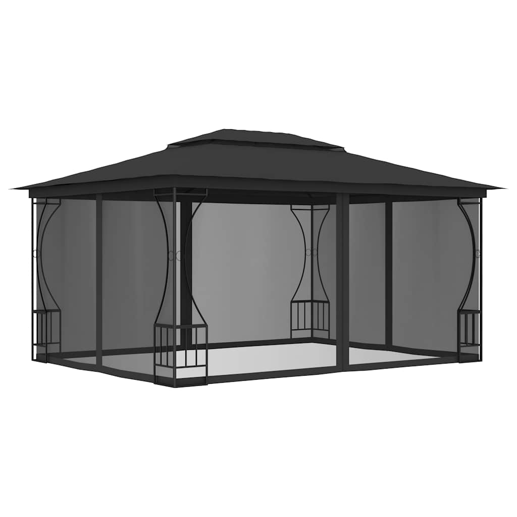 vidaXL Gazebo with Net 300x400x265 Cm Anthracite
