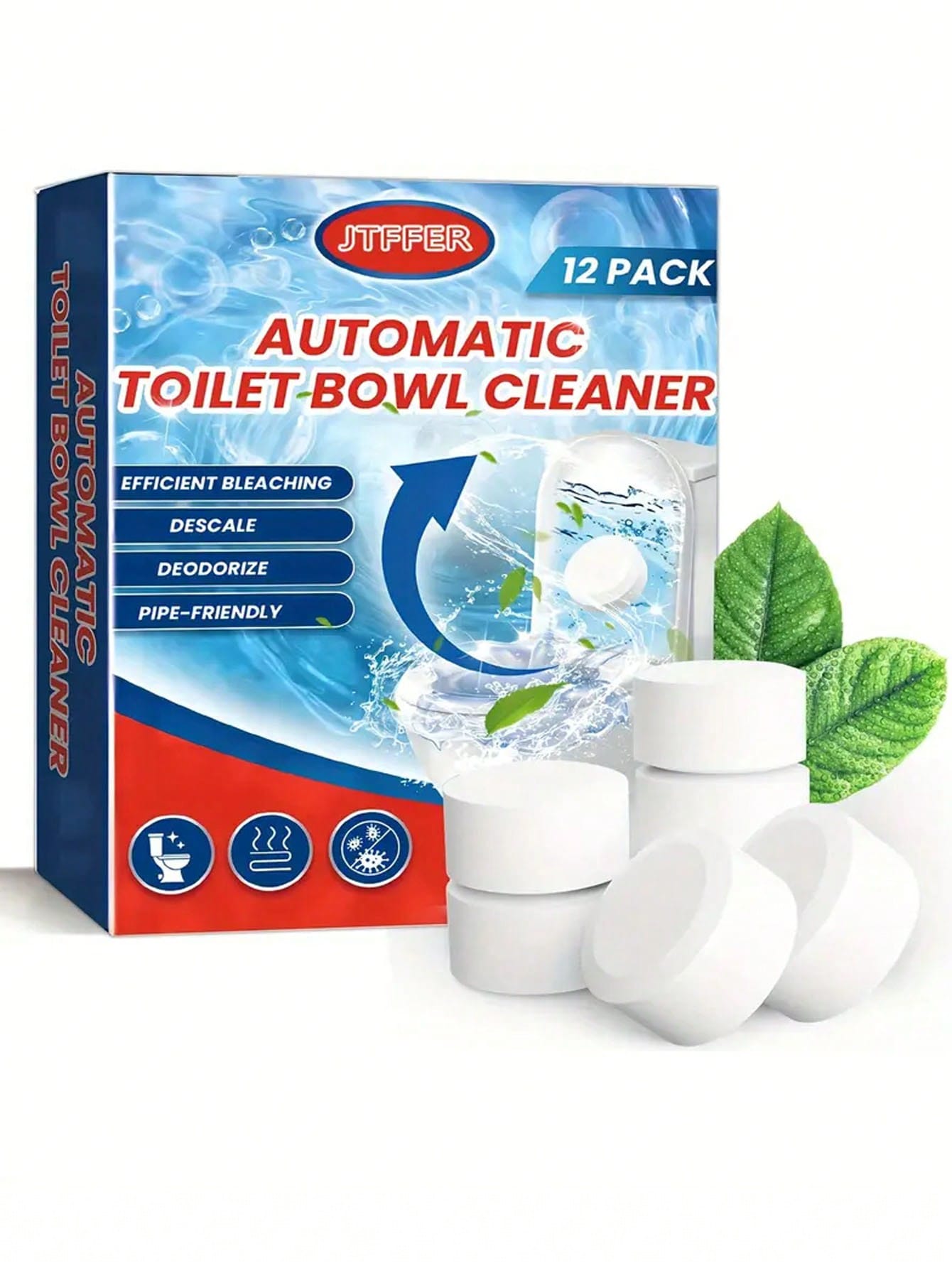 

12 шт. Чистящее средство для унитаза Мощное средство для удаления известкового налета Мочевой камень Премиальная чистящая таблетка Очиститель для унитаза Эффективный чистящий лист 12pcs