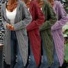 2025 European & American Cable Knit Mid-Length Cardigan - Women's Autumn/Winter Fashion.
