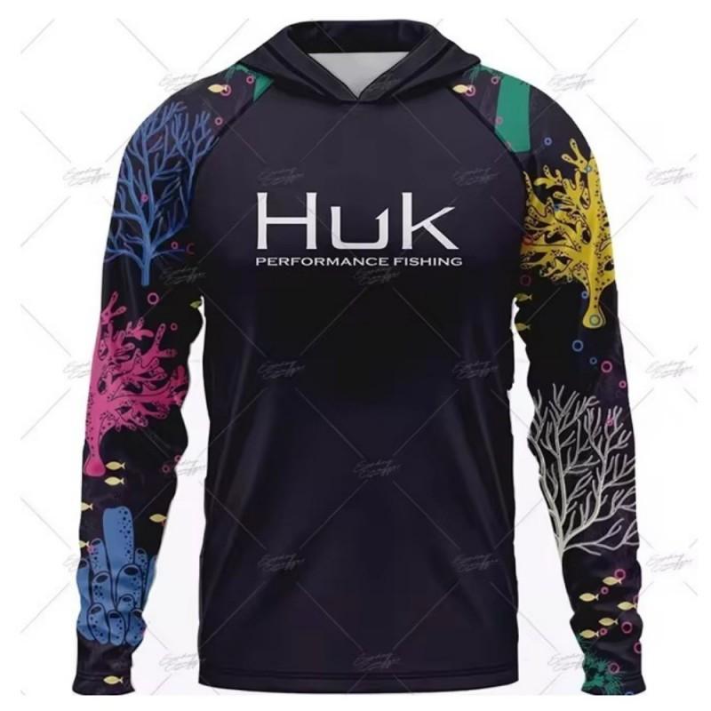 HUK Long-sleeved Hooded Fishing Suit With UV Sun Protection UPF50 + Luya