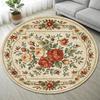 Vintage Cottagecore Red Mushroom Wildflower Round Rug Soft Non Slip Circular Carpet for Bedroom Living Room Home Decor
