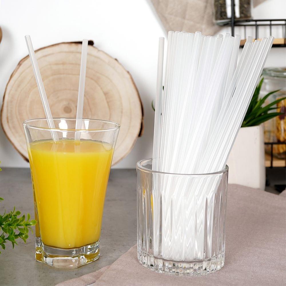 50x Transparent Plastic Reusable Straws for Drinks Straight