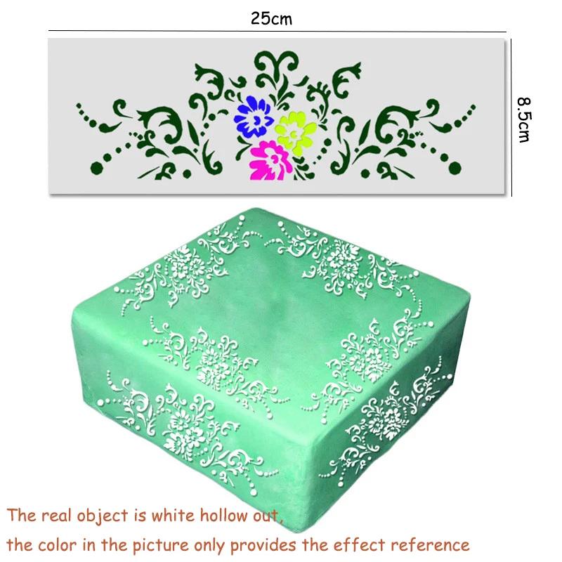 Krajkový květinový hrotový vzor Fondánová tisková šablona Dutá cukrová sítková forma Šablona na svatební dort Šablona na zdobení okraje Pečicí nástroje