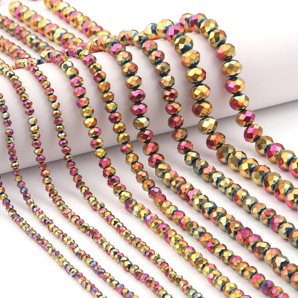 3 4 6 8 10mm Faceted Crystal Beads Red Colorful Glass Loose Spacer Beads For Jewelry Making DIY Bracelet Necklace Accessories