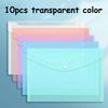 10pcs A4 Transparent Snap Button Style Document Storage Bag Daily Office File Sorting Organizing Folder Large Capacity File Bags