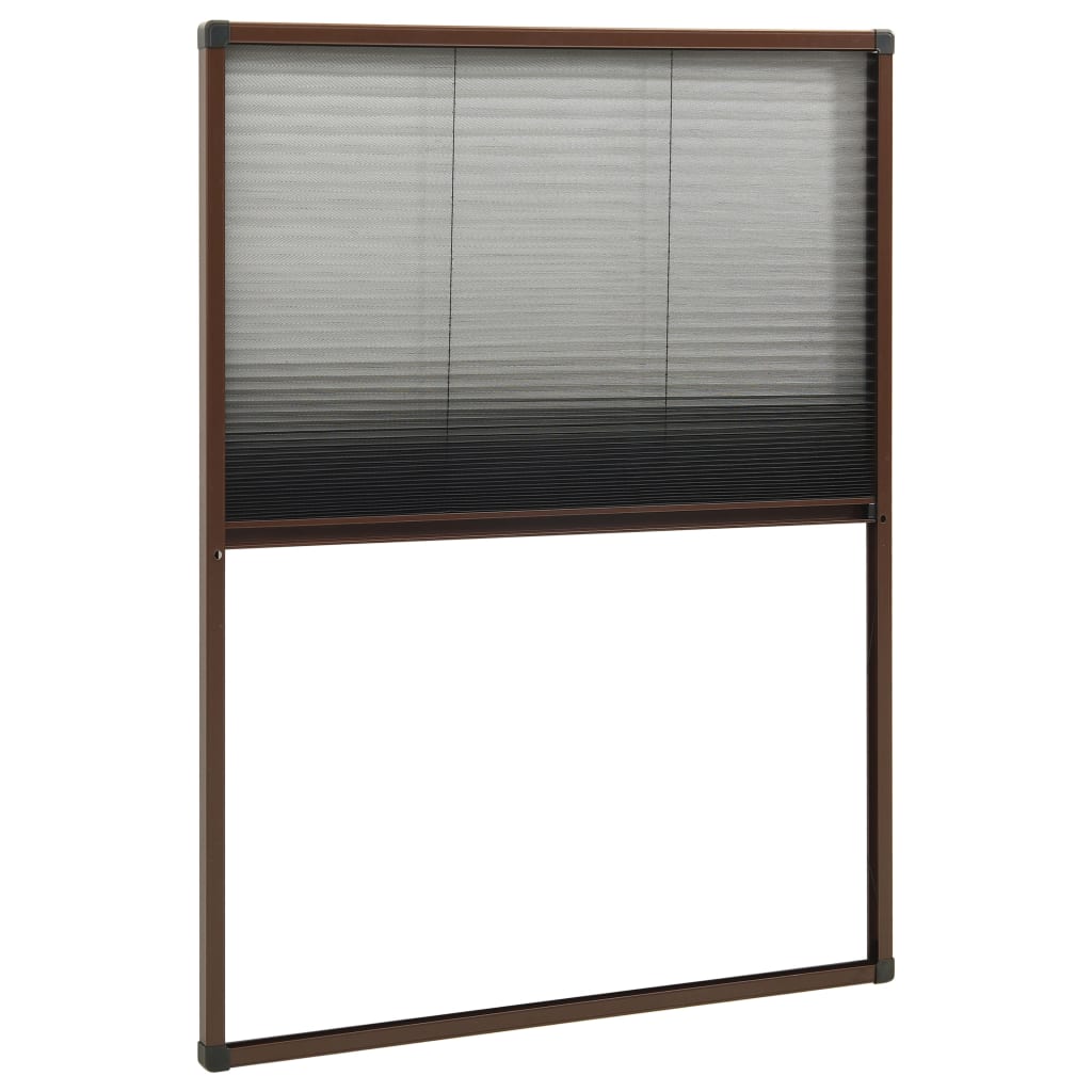 Insect Screen Pleated Blind for Windows Aluminum Brown 80x120 Cm