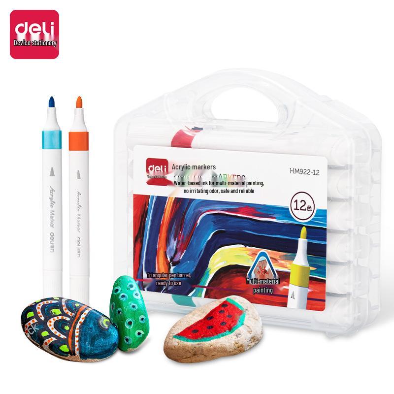 Deli HM922 Waterproof Acrylic Marker Pen Set: 12/24/36 Colors for Students & Children Art Painting