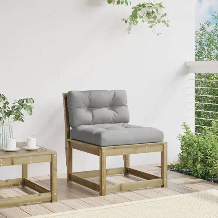 VidaXL Canapé d'Angle de Jardin avec Coussins, Siège de Terrasse avec Dossier, Chaise Modulaire de Patio Salon, Bois Massif 844693