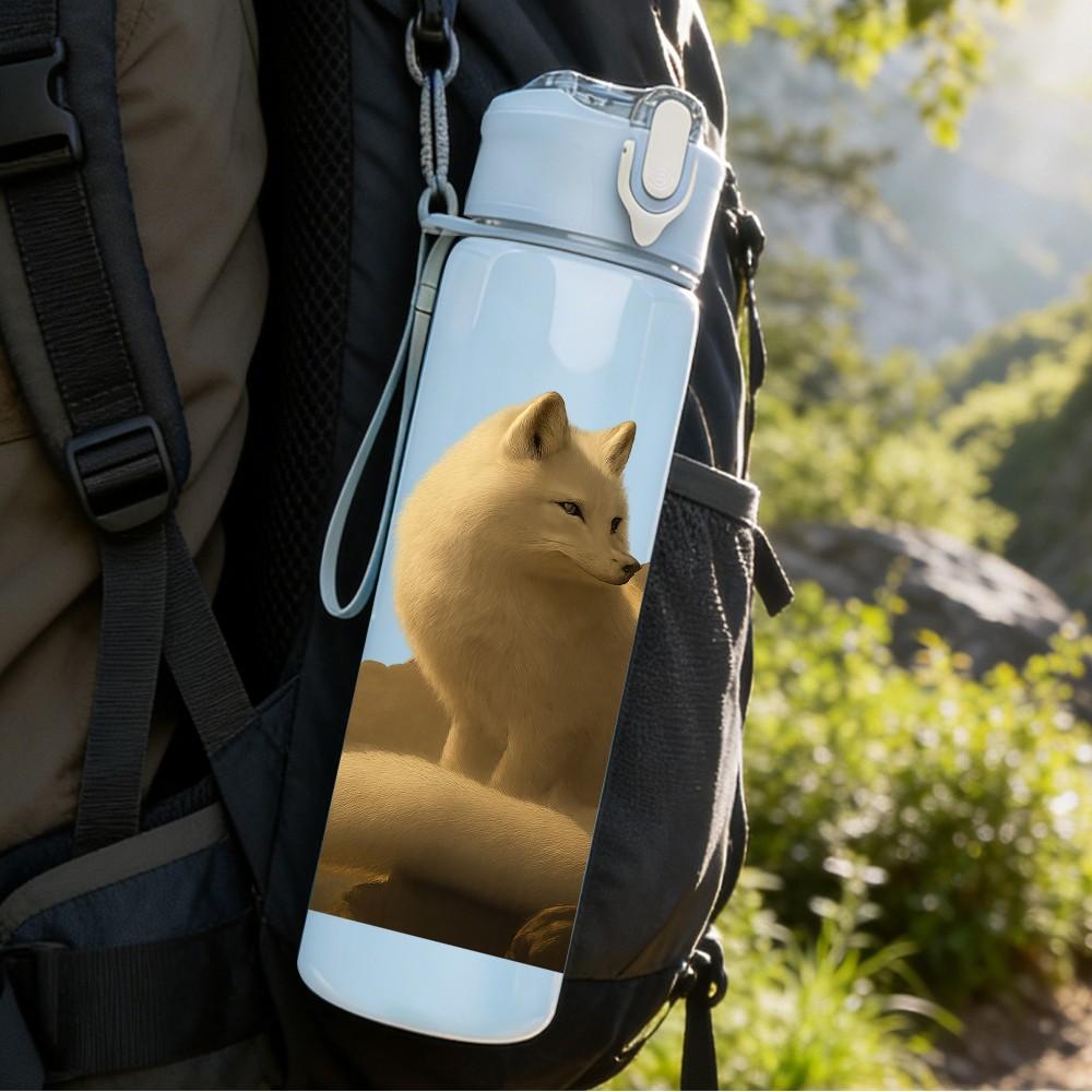 1PC Two Cats Cliff Sunset Art 750ml Color Plastic Sports Water Bottle Leakproof Flip Straw Lid Suitable for Sports Office Home Use