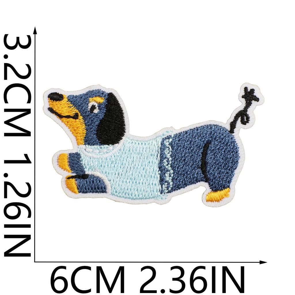 Korean Cute Dachshund Dog Embroidery Cloth Sticker Diy Bag Dress Up Puppy Patch Sticker Computer Embroidery Zhang Zai Ironing