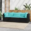 Vidaxl 3-Cz. Garden Lounge Set, Cushions, Black PE Rattan
