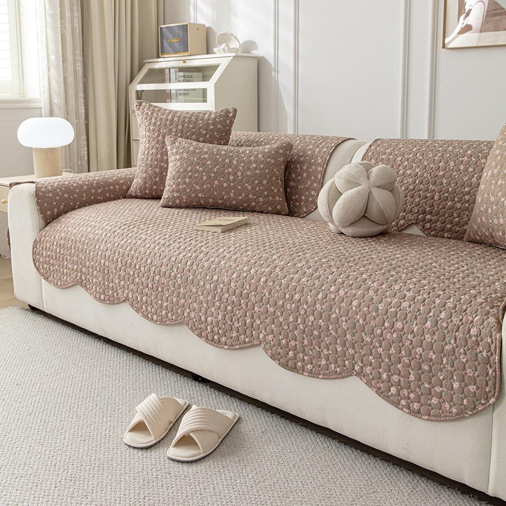 Cream Style Skin Friendly Sofa Cover Fabric Anti Slip and Not Prone To Pilling Sofa Cushion All Season Universal Washed Cotton 70x70cm