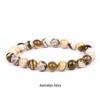 She Yao Natürlicher Kristallachat Tigerauge Armband - Modeschmuck mit einzelnen runden Perlen