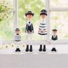 Wooden Navy Style Miniature Dolls Decor Family Dolls with Angel Wing Ornament Desktop Crafts