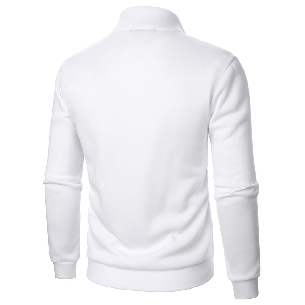 Men'S Long Sleeved Zipper Collar Shirt, Fashionable And Casual Lapel Top