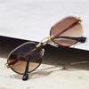 Gafas de Sol Azules Sin Montura Cuadradas Metálicas de Alta Calidad Estilo Verano Espejo para Hombres Mujeres