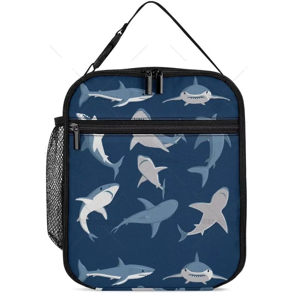 Marine Animals Cartoon Kids Insulated School Lunch Boxes For Boy Shark Octopus Lunch Container Portable Cooler Thermal Bento Box