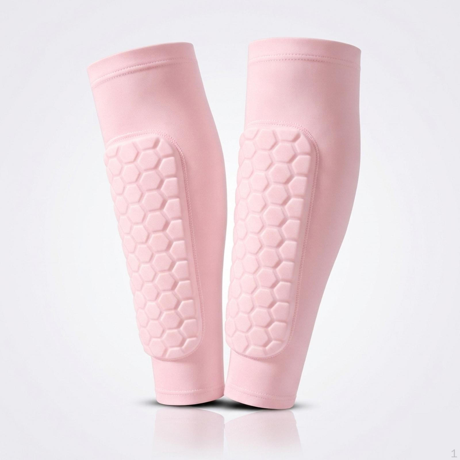 Geschützte Schienbeinschoner Aufprallschutz Fußballschienbeinschoner Flexible Beinschoner für Kinder, Pink S white