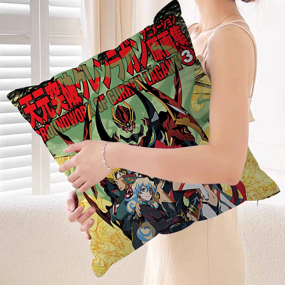 Anime Tengen Toppa GurrenLagann Cushion Cover Car Throw Pillow Case For Sofa Car Christmas Gift 40x40cm 45x45cm