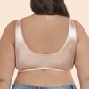 Sutiã Plus Size Ultrafino Sem Bojo Suave Cetim Botão Frontal Europeu e Americano Colete para Dormir Roupa Íntima