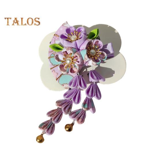 Vlásenka ve stylu vějíře s květinami Zvonky Umělé perly Dekor Japonské kimono Starověký styl vlasové spony do vlasů Příslušenství