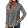 European & American Autumn/Winter Women's Long-Sleeve V-Neck Button T-Shirt 2024