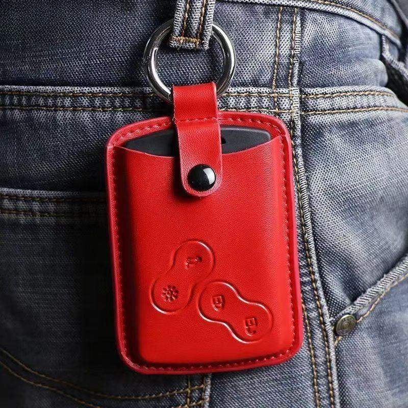 Men Fashion Black Leather Car Key Cover Case Wallet Holder Shell For Car Renault Scenic Keychain