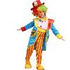 Kids Halloween Clown Costume Striped Jumpsuit Coat Top Hat Bowtie Carnival Performance Outfit