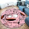 Pink Bunny Galaxy Custom Name Round Area Rug Carpet Rug For Living Room Bedroom Sofa Playroom Decor Nonslip Floor Mat
