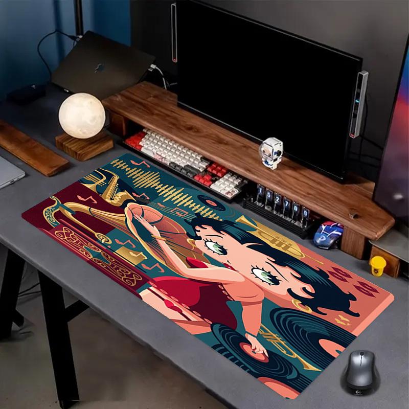 Betty Boop Print Mouse Pad, Anti‑Slip Desktop Keyboard Mat, for PC Laptop Gaming Working Daily Use, Cool Festival Surprise Gift