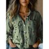 Summer Minimalist Shirt with Floral Digital Print Button Up Shirt Top for Women's Hawaiian Beach Vacation Casual Shirt