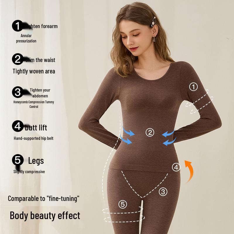Women's Seamless Self-heating Slim Fit Thermal Underwear Set for Autumn and Winter