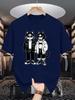 Unisex Crew Neck Tee Cool Couple Cats Streetwear Graphic Print Soft Cotton Loose Breathable Short Sleeve Summer Casual Street Tops