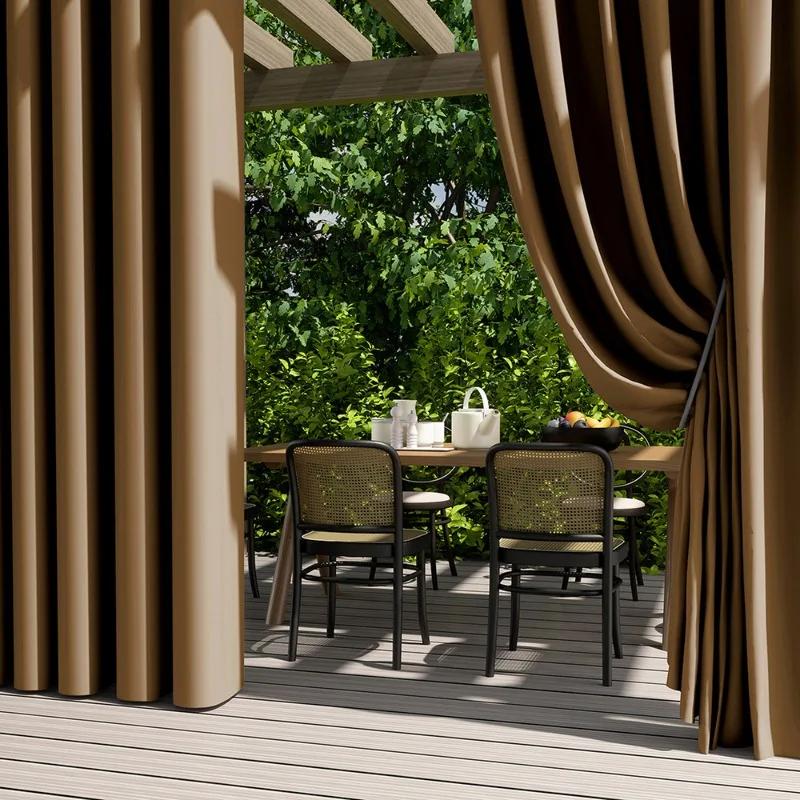 Solid Color Exterior Curtain Suitable  Waterproof Oxford Cloth Privacy Grommet Curtain For Gazebo Front Porch Pergola Patio