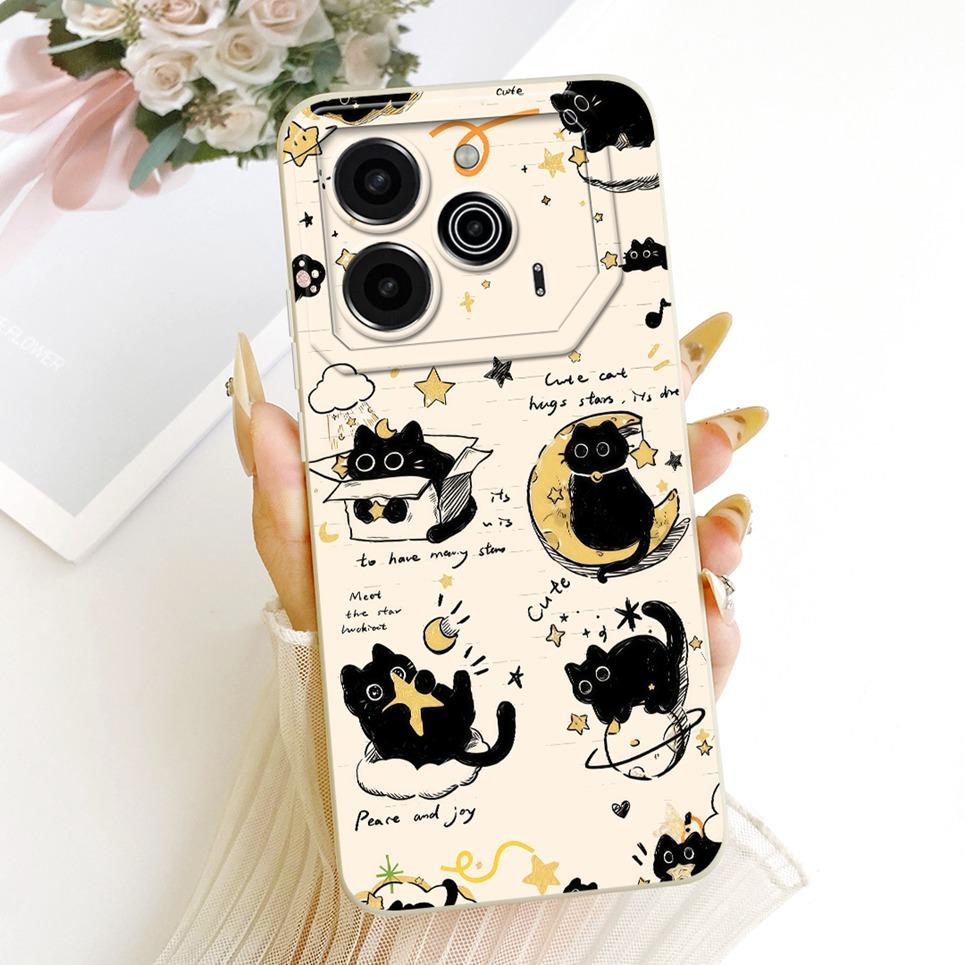 Phone Case For Tecno Pova 6 LI7 / Pova 6 Pro LI9 Casing Liquid Silicone Cartoon Dragon Funny Cat Seabeach Pattern Back Cover