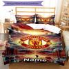 3pcs Duvet Cover Set (1*Duvet Cover + 2*Pillowcase, Without Core), Custom Name Manchester UnitedPattern Bedding Set, Home Bedroom Decor Gift
