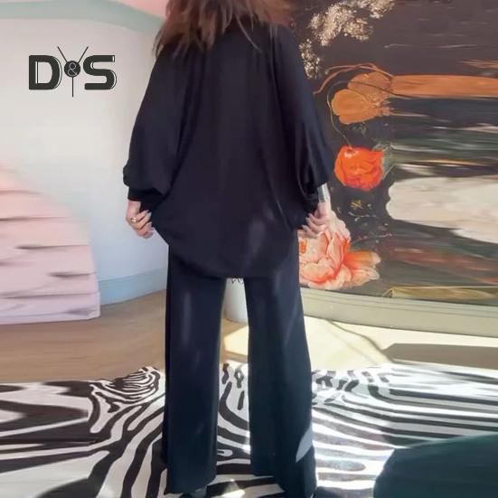 3 Pcs/Set Women Vest Coat Pants Suit Round Neck Sleeveless Solid Color Blouse Elastic Waist Wide Leg Trousers Daily Wear Sport Outfit Fall Spring