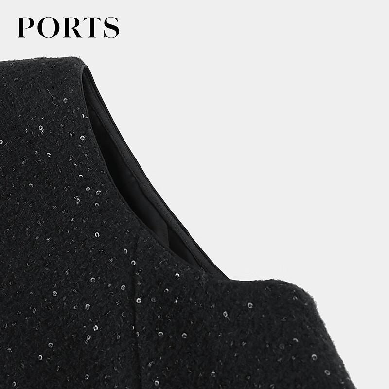 PORTS Women's Beaded Collar Waist-Cinched Dress