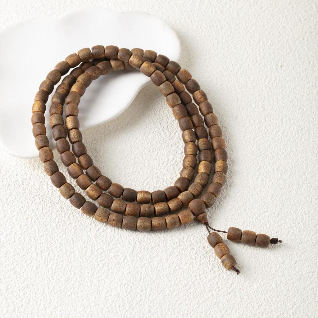 Natural Kynam Agarwood 108-Bead Multi-Strand Prayer Bracelet for Women and Men