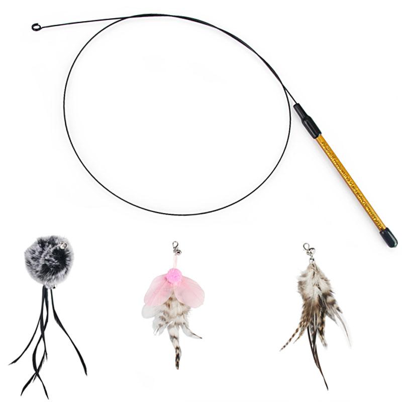 Steel Wire Feather Cat Toy Stick Replace Feather Accessories Cat Teaser Pet Toy