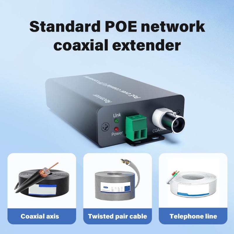 Metal POE Networking Extender Over Coaxial Cable 500M Data Transmission Converter For Security Camera Wireless Device