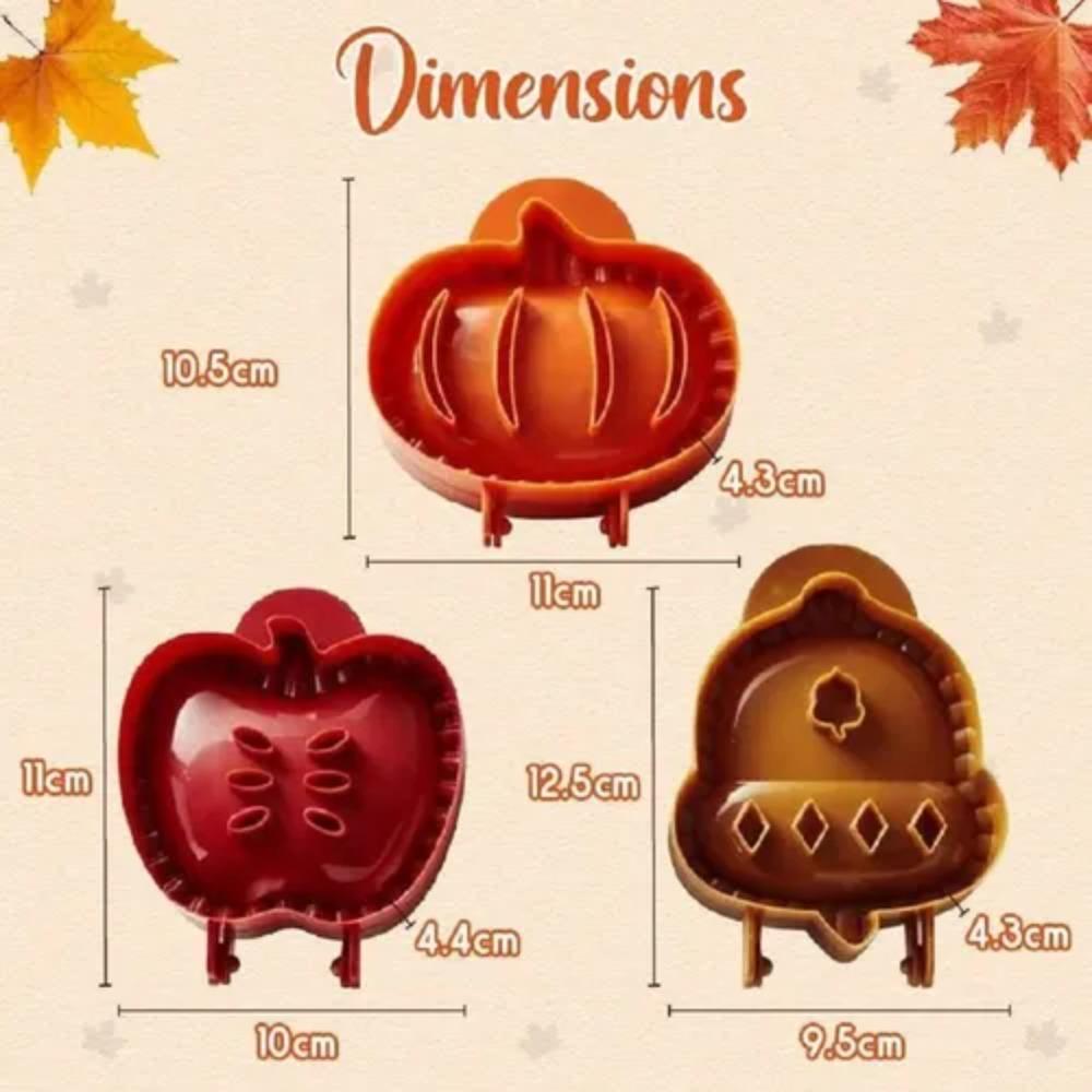 Imprint Clearly Fall Hand Pie Molds Set Pumpkins Hazelnuts Pie Top Cutter Pie Maker  Christmas