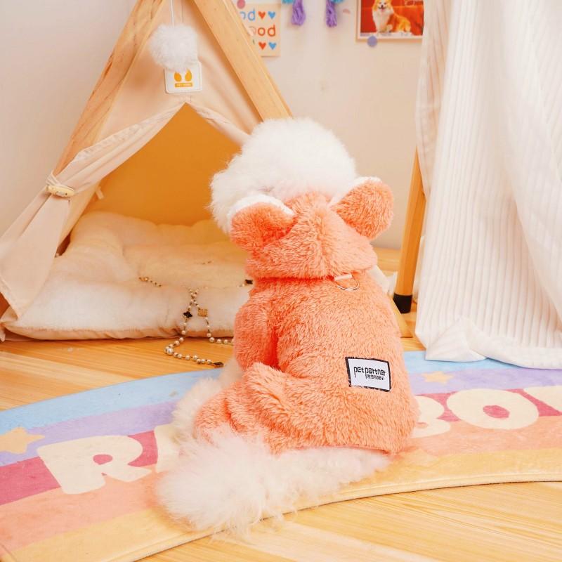 Cute Bear Ear Dog Coat Warm Dog Clothes for Winter Pet Dog Jumpsuit Chihuahua French Bulldog Bichon Pajamas Cat Puppy Clothing