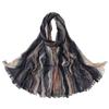 Retro Gradient Pleated Stripe Cotton Headscarf - Women's Large Ethnic Wrap