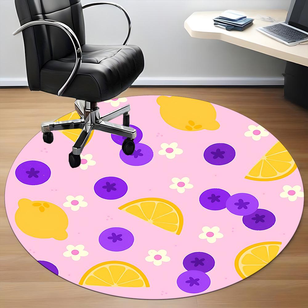 1pc Lemonberry Office Round Rug, Non-slip, Soft and Durable Office Rug for Interior Decoration, Perfect for Office, Beautiful Decoration Yy260323038
