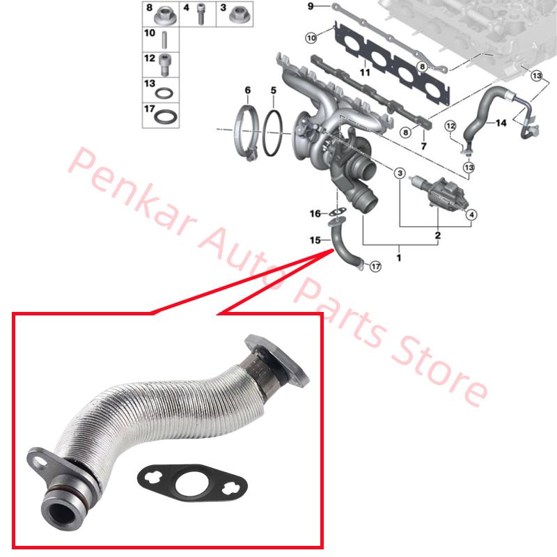 11427617535 Turbocharger Oil Outlet Tube Pipe For BMW F20 F52 F45 F46 F30 F34 F36 G20 G30 G31 G32 G12 F48 F39 G01 G02 B48